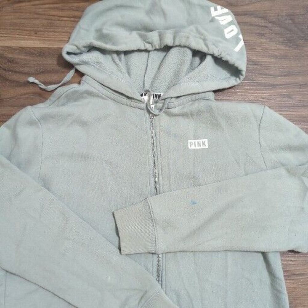 Victoria's secret PINK‎ sage green long length hoodie hooded XSMALL A17